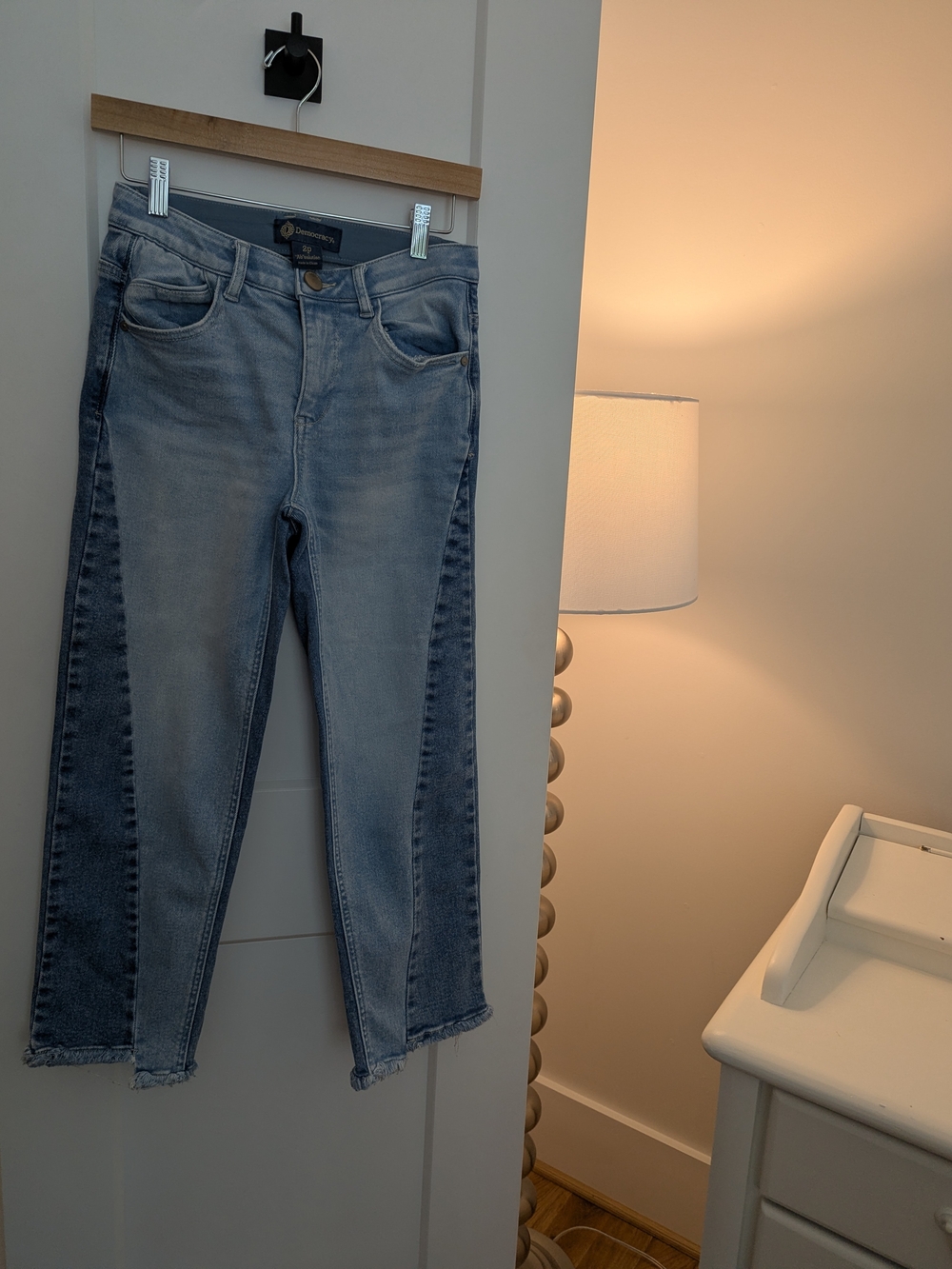 Democracy Two-Tone Light Blue Ankle Jeans